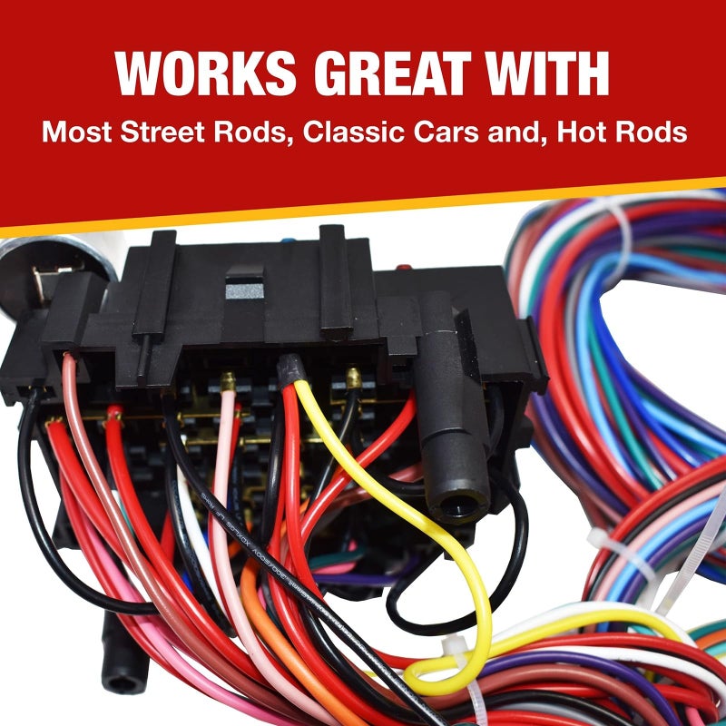 A-Team Performance 21 Standard Circuit Universal Automotive Wire Harness Kit - Fuse Panel & Relay Tester - Light Wiring Kit & LED Harness - Muscle Car & Hot Rod - PVC & GM Turn Signal Connector - Image 3
